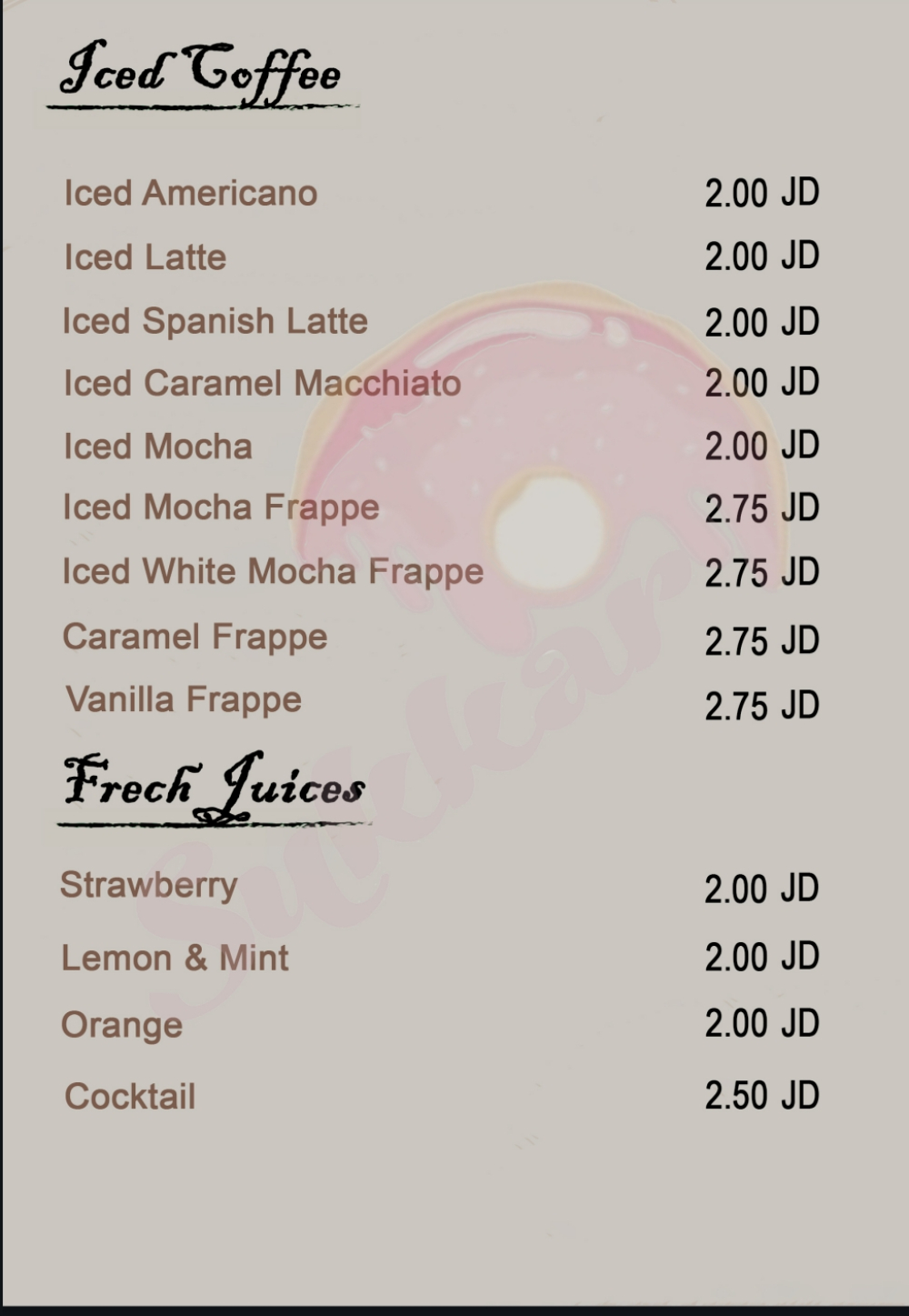 Iced coffee- frech juices