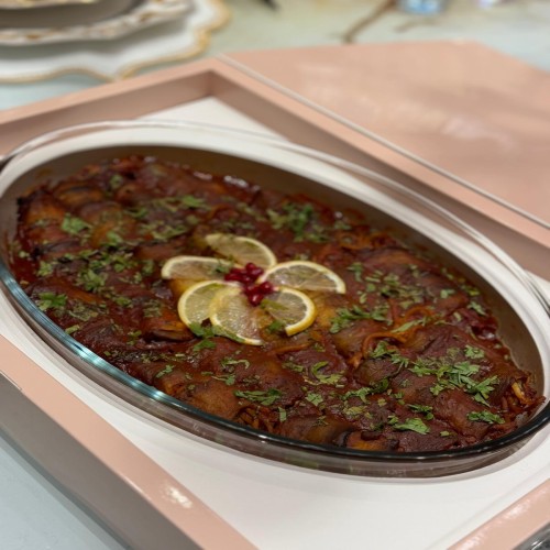 رولات باذنجان مع الآسباجيتي