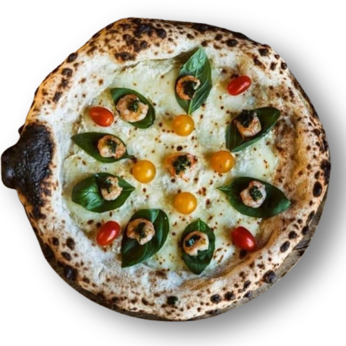 Pizza pesto Gamberi