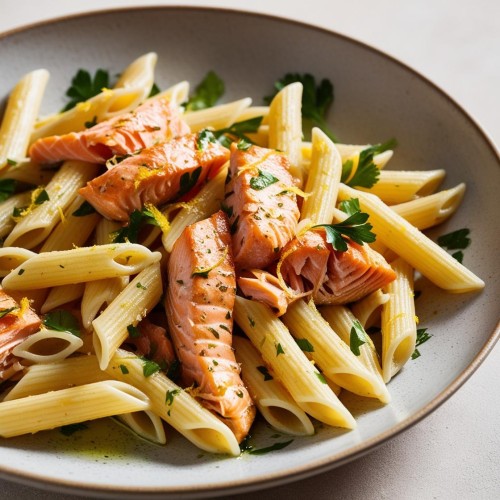 Penne Saumon Fumé Avec Sa tranche De saumon frais