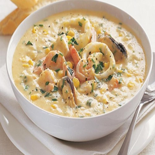 Seafood soup white sauce/ شوربه سي فود صوص كريمه